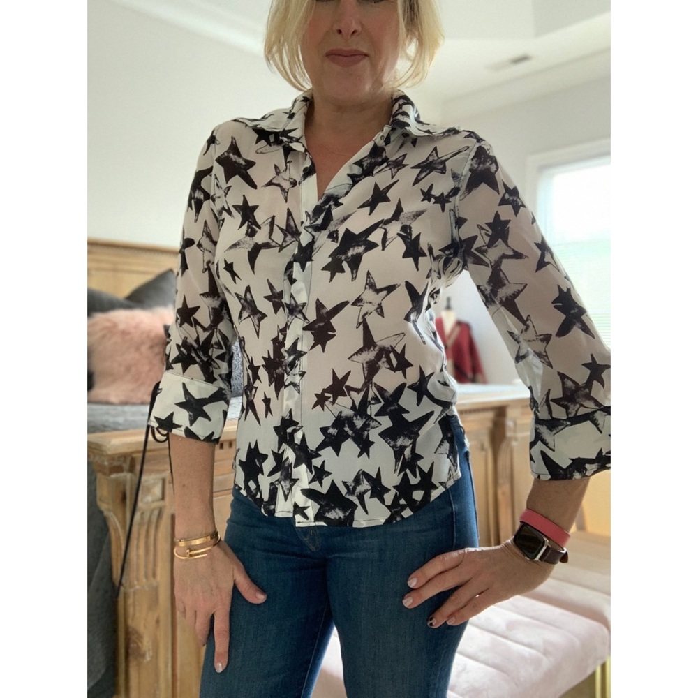 Calvin Rucker sheer button down blouse